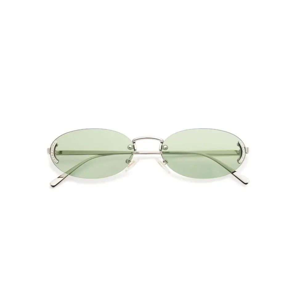 Green lens Retro Oval Sunglasses